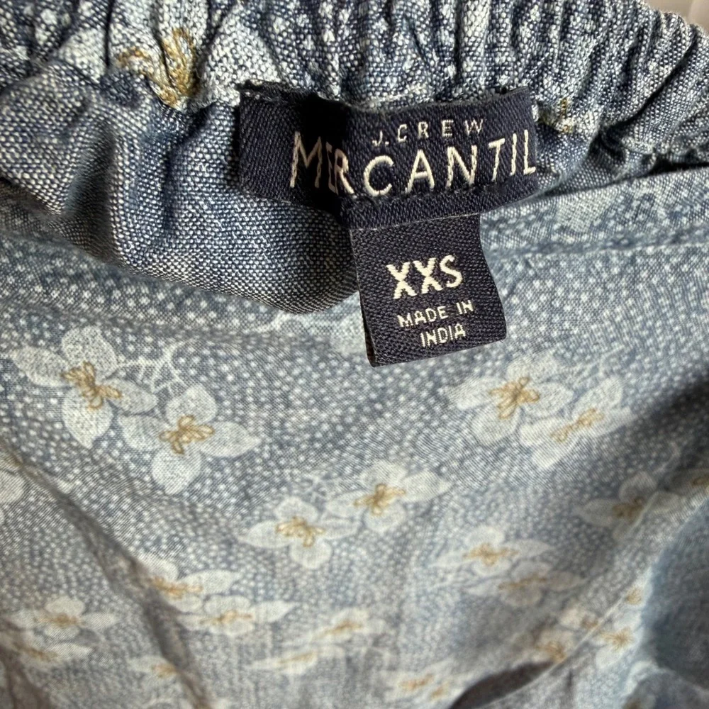 J.Crew Faux‎ Wrap Skirt Women XS Blue Floral Chambray Ruffle Mini Cottagecore